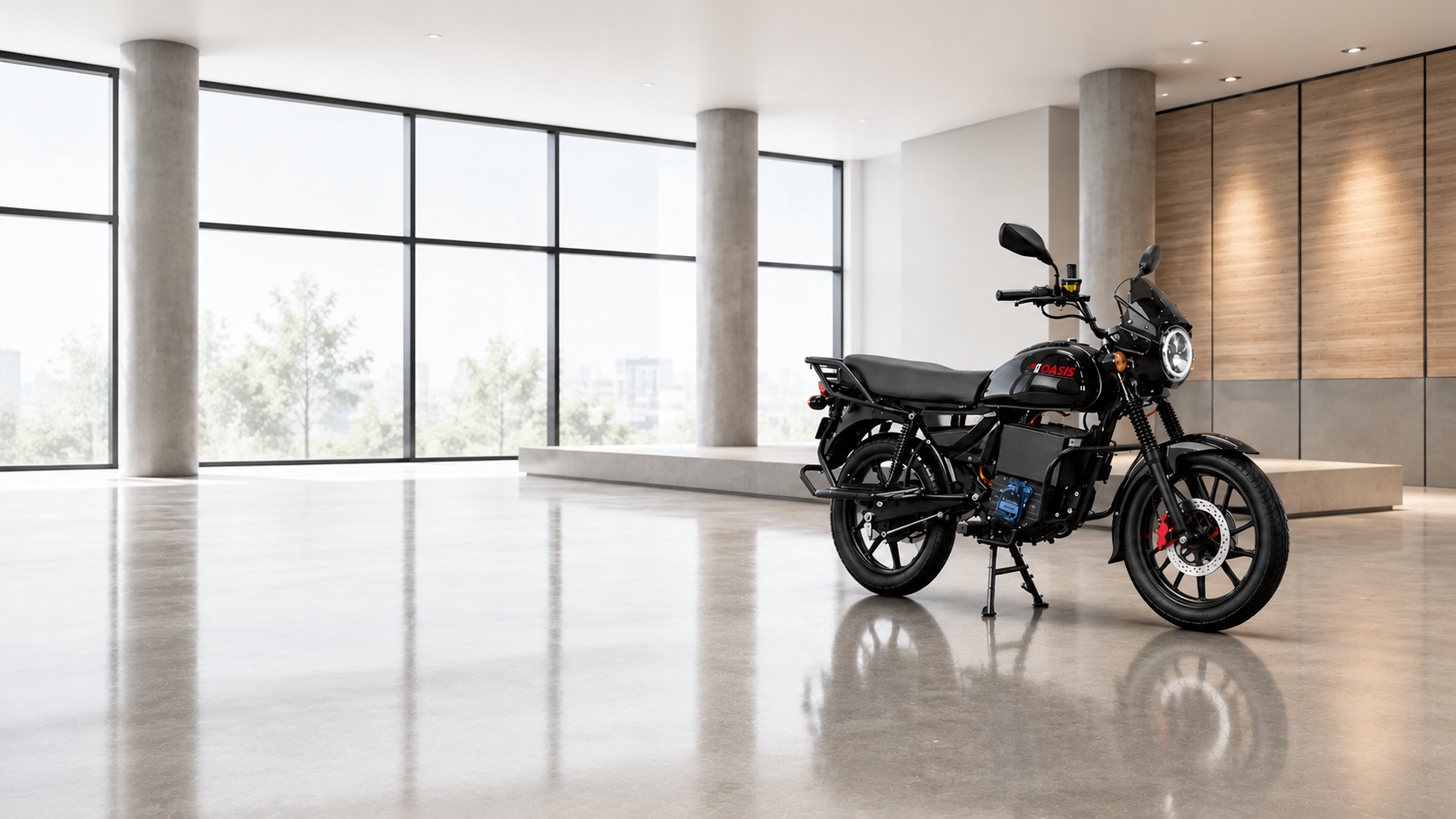 Oasis Voltix electric motorcycle showroom